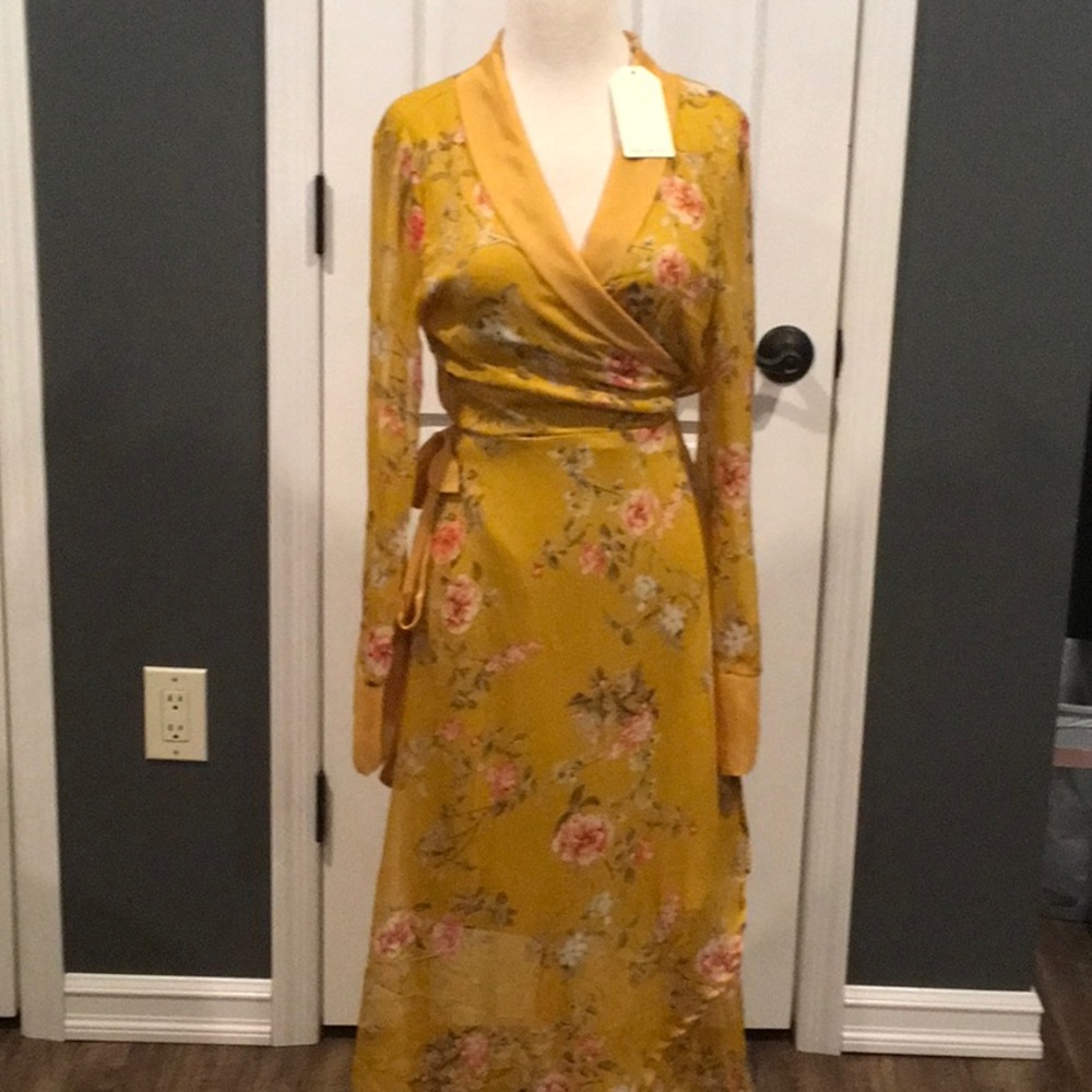 Beautiful mustard color floral dress. - Picture 3 of 8